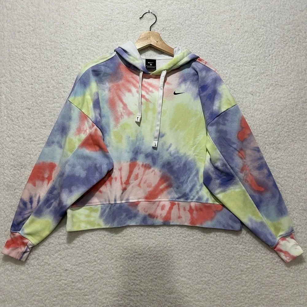 Nike Dri-FIT Get Fit Hoodie Womens Multicolor Pulse Tie-Dye  Cropped Size‎ M